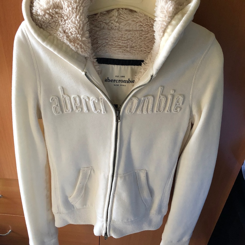 Abercrombie Kids White/Cream fleece hoodie/Jacket
